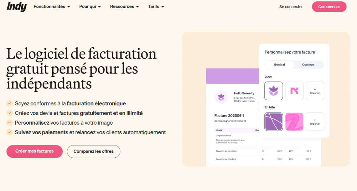 Indy logiciel de facturation