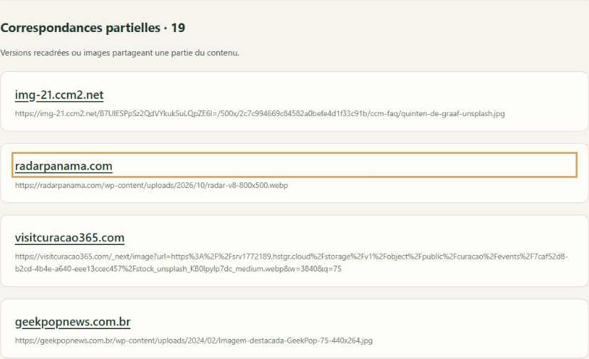 Les correspondances partielles retrouvées pendant la démonstration de recherche photo