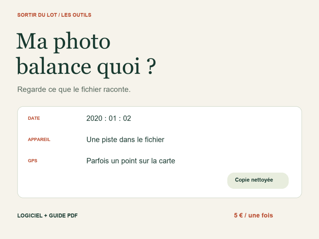 Ma photo balance quoi ? — lire les métadonnées et créer une copie nettoyée