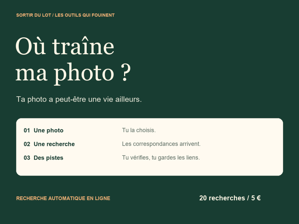 Où traîne ma photo ? — 20 recherches automatiques en ligne pour 5 €
