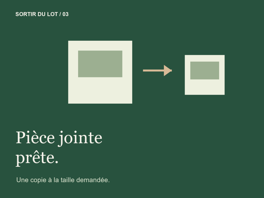 Pièce jointe prête : une copie à la taille demandée.